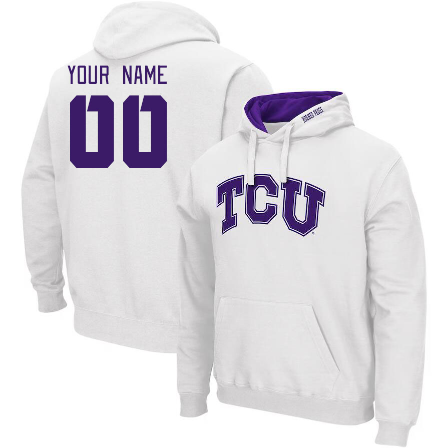 Custom TCU Horned Frogs Name And Number College Hoodie-White - Click Image to Close